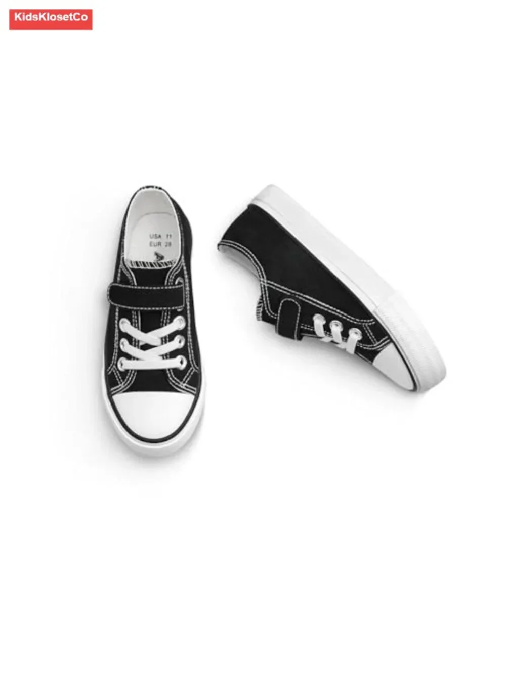 Canvas Sneakers for Kids, Adjustable Hook and Loop Closure, Non-Slip Rubber Sole